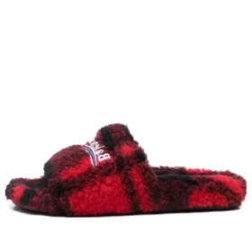 Furry Slides «Fake Fur Red Black» 654261W2F21