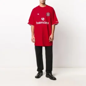 Fussball-T-Shirt Oversized «Red White» 641666TJV056540