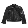 FW23 Dekonstruierte Zip-Up-Jacke «Black Soft Buffalo Skin» 768749TMS031000