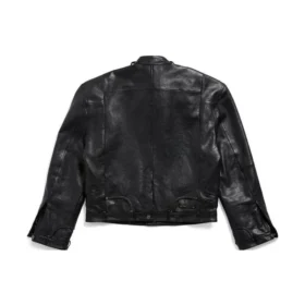FW23 Dekonstruierte Zip-Up-Jacke «Black Soft Buffalo Skin» 768749TMS031000