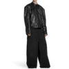FW23 Dekonstruierte Zip-Up-Jacke «Black Soft Buffalo Skin» 768749TMS031000