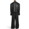 FW23 Dekonstruierte Zip-Up-Jacke «Black Soft Buffalo Skin» 768749TMS031000