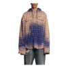 Gebleichtes kariertes Langarm-Hoodie «Purple Beige» 699223TMM095212