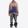 Gebleichtes kariertes Langarm-Hoodie «Purple Beige» 699223TMM095212