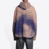 Gebleichtes kariertes Langarm-Hoodie «Purple Beige» 699223TMM095212