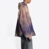 Gebleichtes kariertes Langarm-Hoodie «Purple Beige» 699223TMM095212