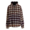 Gebleichtes kariertes Langarm-Hoodie-Shirt «Red White Black» 699223TMM059783