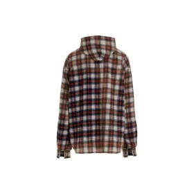 Gebleichtes kariertes Langarm-Hoodie-Shirt «Red White Black» 699223TMM059783