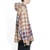 Gebleichtes kariertes Langarm-Hoodie-Shirt «Red White Black» 699223TMM059783