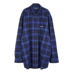 Gekariertes Baumwoll-Twill-Hemd «Blue» 625548T1M194450