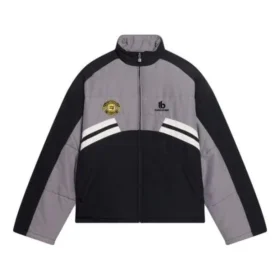Gepolsterte Trainingsjacke mit Trichterkragen «Grey Black» 675462-TKO48-1000