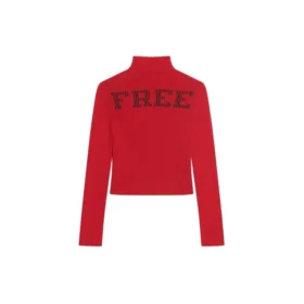 Gerippter bedruckter FREE-Rollkragenpullover «Red» 662722T32106167