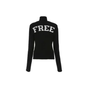Gerippter bedruckter FREE-Rollkragenpullover «Schwarz» 662722T32101070