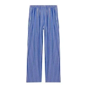 Gestreifte Baumwoll-Popeline-Hose mit weitem Bein «Blue» 583438TJM214800