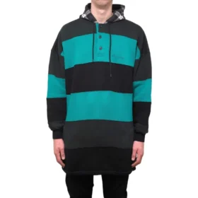 Gestreifter Oversize-Hoodie «Green Black» 556137TDV325567