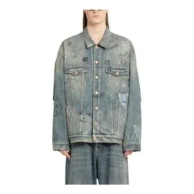 Graffiti-Denim-Jacke «Hellblau» 721708TOW664036