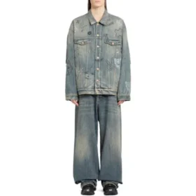 Graffiti-Denim-Jacke «Hellblau» 721708TOW664036