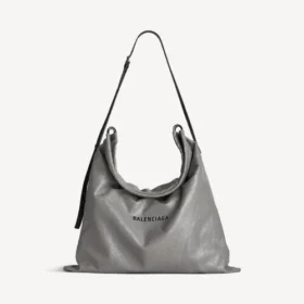 Grosse Shopper-Umhängetasche für Herren in Grau mit Staubbeutel