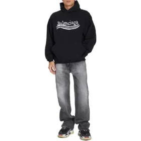 Handgezeichneter Hoodie zum Political Campaign «Schwarz» 739024TNVE91197