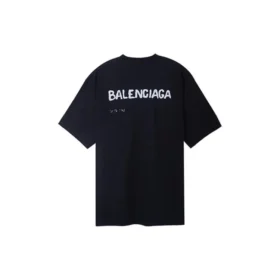 Handgezeichnetes Balenciaga-T-Shirt, weite Passform «Schwarz» 641675TOVO51070