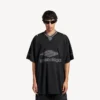 Herren-3b-Fussball-T-Shirt mit V-Ausschnitt, Oversize, in Schwarz/Anthrazit Herren-3b-Fussball-T-Shirt mit V-Ausschnitt, Oversize, in Schwarz/Anthrazit