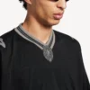 Herren-3b-Fussball-T-Shirt mit V-Ausschnitt, Oversize, in Schwarz/Anthrazit Herren-3b-Fussball-T-Shirt mit V-Ausschnitt, Oversize, in Schwarz/Anthrazit