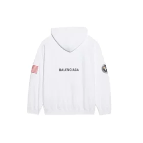 Herren Balenciaga x NASA FW21 Crossover-Logo Baumwolle Classic Kapuzenpullover, locker geschnitten, langärmelig, weiss 651799TKVD89040