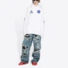 Herren Balenciaga x NASA FW21 Crossover-Logo Baumwolle Classic Kapuzenpullover, locker geschnitten, langärmelig, weiss 651799TKVD89040