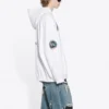 Herren Balenciaga x NASA FW21 Crossover-Logo Baumwolle Classic Kapuzenpullover, locker geschnitten, langärmelig, weiss 651799TKVD89040