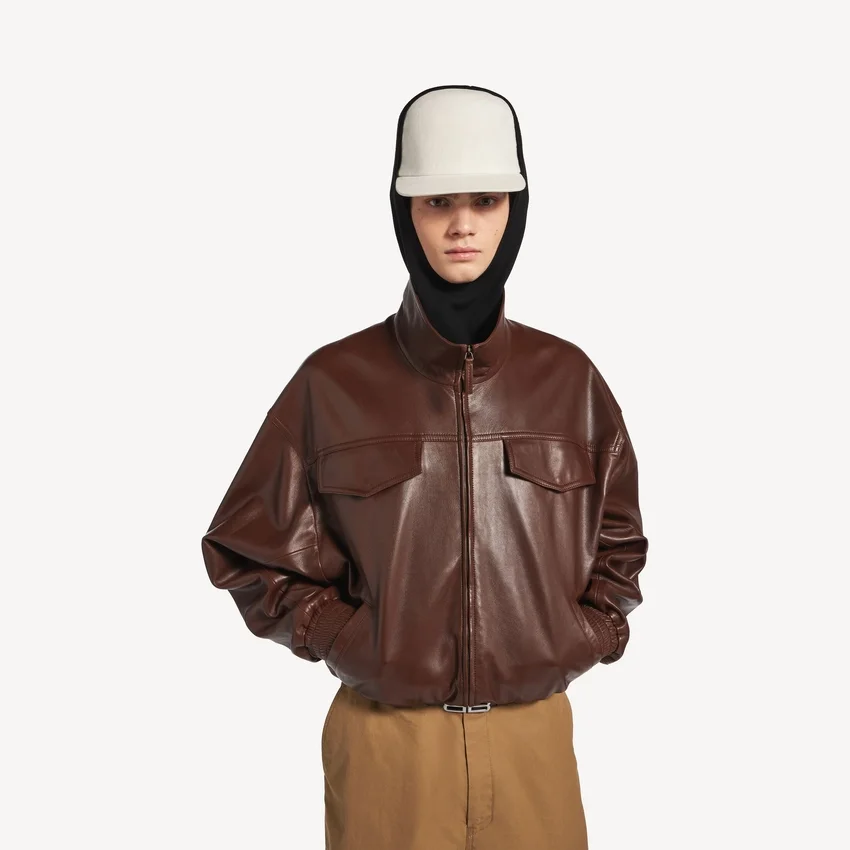 Herren-Bomberjacke mit hohem Kragen in Castor Herren-Bomberjacke mit hohem Kragen in Castor