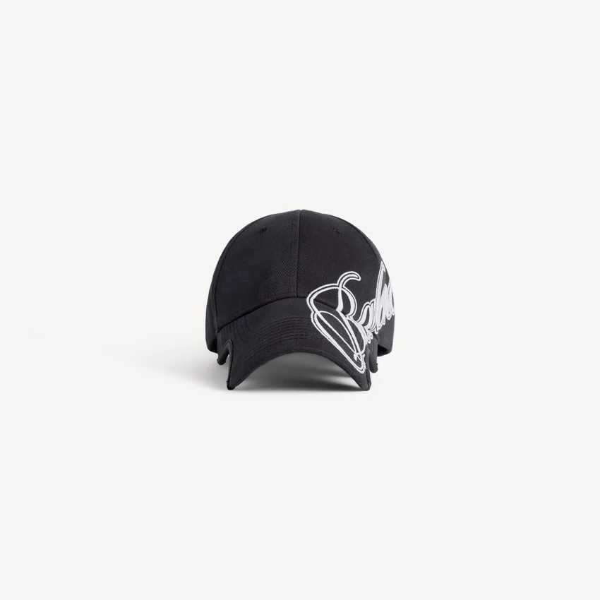 Herren-Cap «Cursive» in gewaschenem Schwarz Herren-Cap «Cursive» in gewaschenem Schwarz