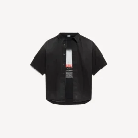 Herren-Denim-Hybrid-Kurzarmhemd «The Door» in Schwarz