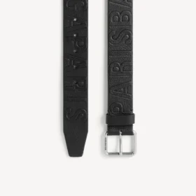 Herren-Gürtel mit geprägtem Logo in Schwarz