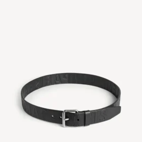 Herren-Gürtel mit geprägtem Logo in Schwarz
