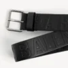 Herren-Gürtel mit geprägtem Logo in Schwarz