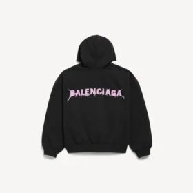 Herren-Hoodie «DIY Balenciaga Back» mit Reissverschluss und regulärer Passform in Schwarz
