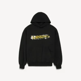 Herren-Hoodie «Messy Spray» in mittlerer Passform in Schwarz