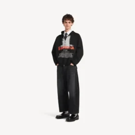 Herren-Hoodie «The Door» in Oversize-Passform mit Reissverschluss in Schwarz