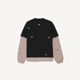 Herren-Hybrid-Doppel-T-Shirt «520 Stickers» in Schwarz/Grün