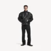 Herren-Jacke aus Lammfell mit Reissverschluss in Schwarz
