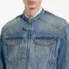 Herren-Motorradjacke aus Squeeze-Denim in Dunkelblau