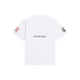 Herren-Pullover Balenciaga x NASA Crossover FW21, locker sitzend, Rundhalsausschnitt, kurze Ärmel, weiss 651795TKVD79040