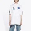 Herren-Pullover Balenciaga x NASA Crossover FW21, locker sitzend, Rundhalsausschnitt, kurze Ärmel, weiss 651795TKVD79040