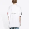 Herren-Pullover Balenciaga x NASA Crossover FW21, locker sitzend, Rundhalsausschnitt, kurze Ärmel, weiss 651795TKVD79040