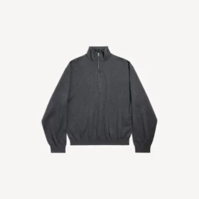 Herren-Pullover mit halbem Reissverschluss in Grau