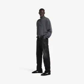 Herren-Pullover mit halbem Reissverschluss in Grau