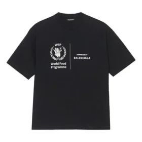 Herren-Pullover von Balenciaga x WFP, 1. Generation, Crossover-Logo-Print, Rundhalsausschnitt, kurze Ärmel, schwarz 612966THV841000