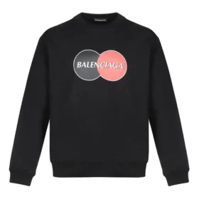 Herren-Shirt mit Balenciaga-Logo-Muster, Rundhalsausschnitt, lange Ärmel, schwarz 583258TIV801000