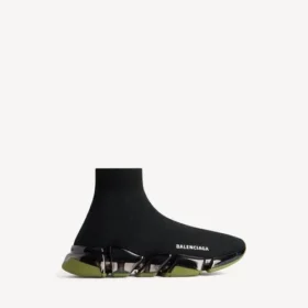 Herren-Sneaker «Speed 2.0» mit vollständig transparenter Sohle aus recyceltem Strick in Schwarz/Khaki