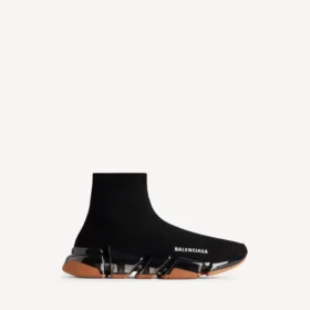Herren-Sneaker «Speed 2.0» mit vollständig transparenter Sohle aus recyceltem Strick in Schwarz/Orange